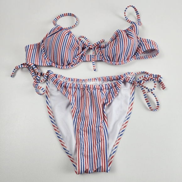 Xhilaration Swim Set - Red, White, and Blue Stripes, Size M/L, Patriotic, Costal - Picture 1 of 7